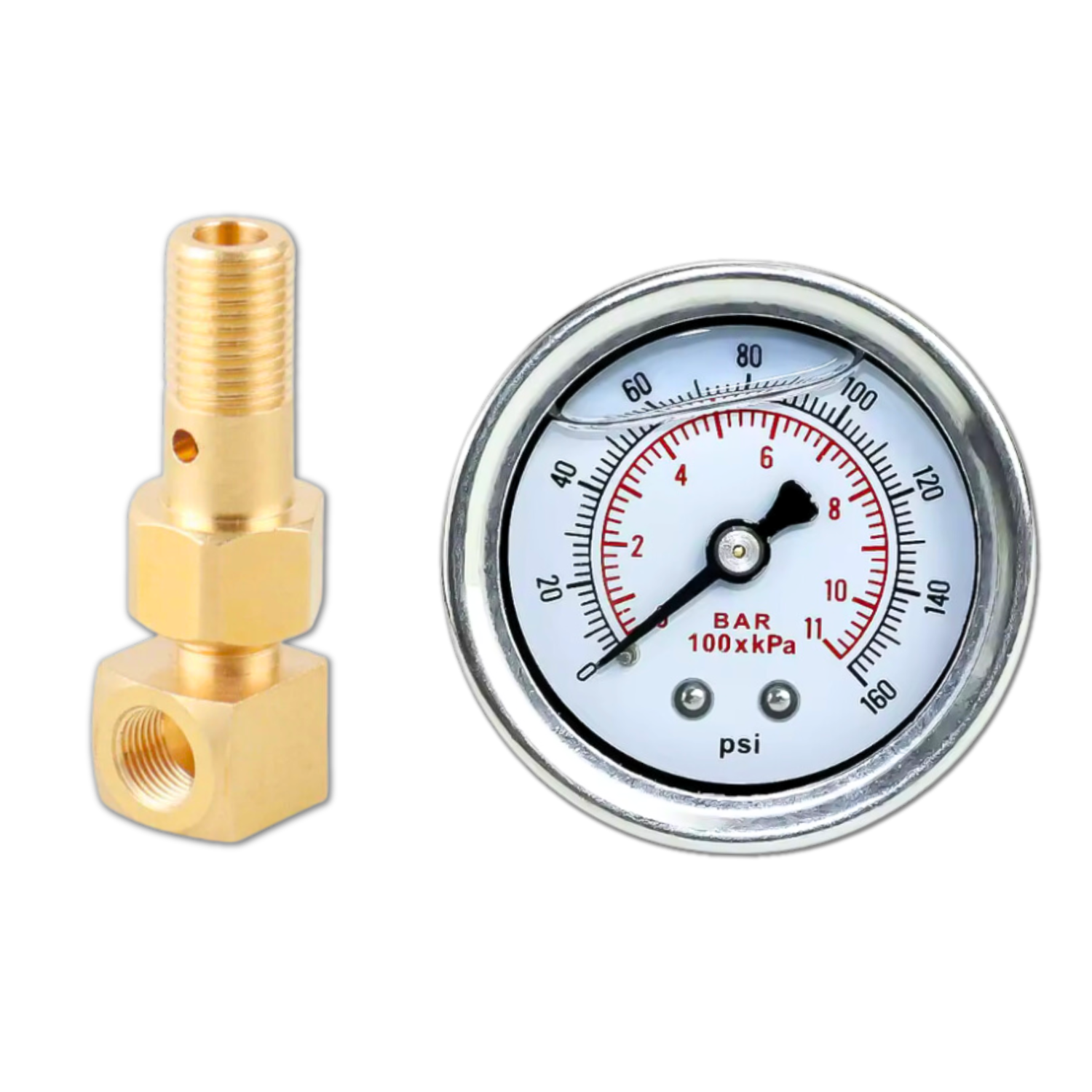 Honda Acura White Fuel Pressure Gauge with Adapter